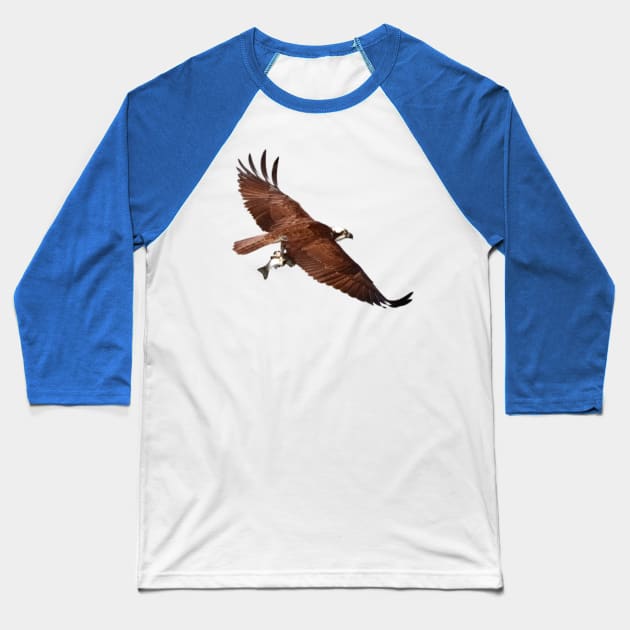 Eagle Fishing Baseball T-Shirt by Oregon Art Shop